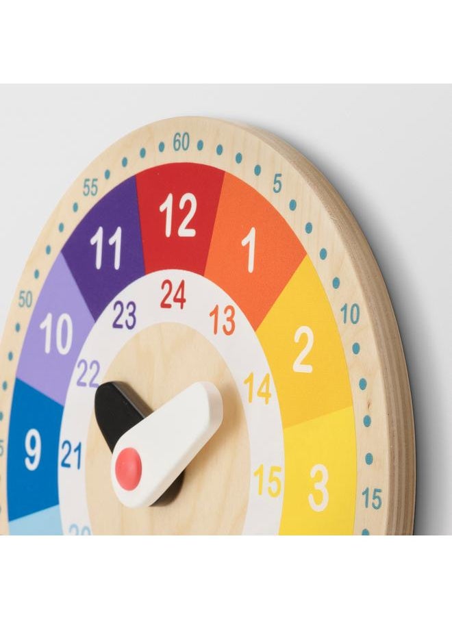 Educational wooden clock, multicolour, 25 cm