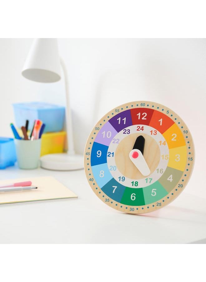 Educational wooden clock, multicolour, 25 cm