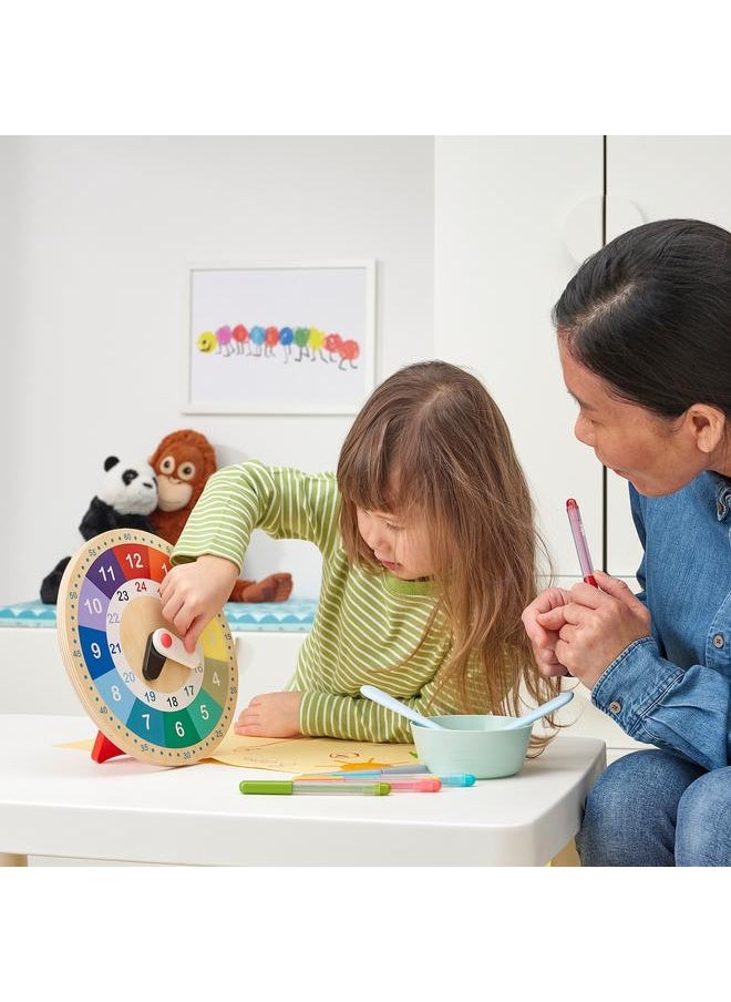 Educational wooden clock, multicolour, 25 cm