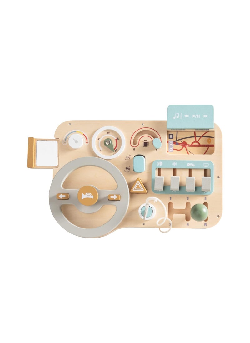 Montessori Wooden Car Steering Wheel Busy Board for Toddlers, Sensory Activity Toy to Enhance Fine Motor Skills and Educational Play, Perfect Gift for Kids.