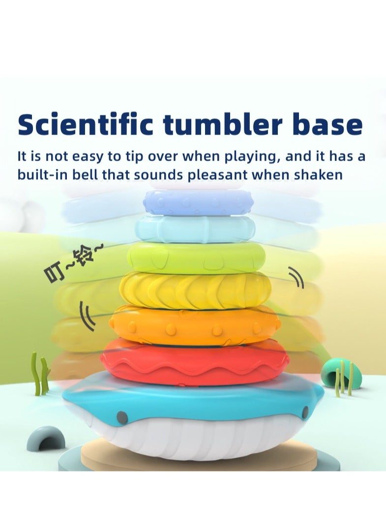 Whale Stacking Toy, Includes 7 Unique Rings, Montessori Development, Baby Toy, Gift for 1 Year Old Boys  Girls, Ages 0-6+, 9, 10, 12, 18+ Months (Pink))