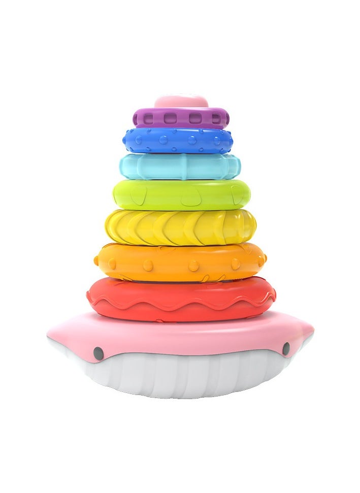 Whale Stacking Toy, Includes 7 Unique Rings, Montessori Development, Baby Toy, Gift for 1 Year Old Boys  Girls, Ages 0-6+, 9, 10, 12, 18+ Months (Pink))