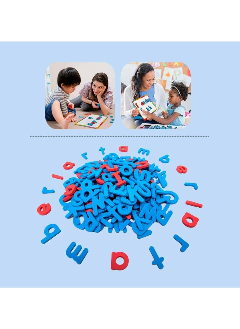 Kids Learning Teaching Magnetic Letters Numbers Kit Alphabet Foam Magnets for Fridge  Whiteboard - Double-Sided Board, Pen, Eraser  Storage Box Included