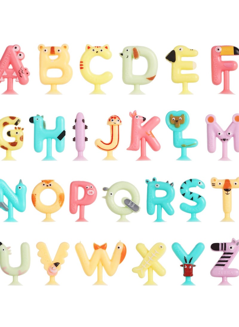 Suction Cup Letters Toys, Washable Alphabet Educational Toys Learning Spelling Games Educational Bath Toys Kids Interactive Toys Alphabet Learning Toys for Toddlers(Set of 26)