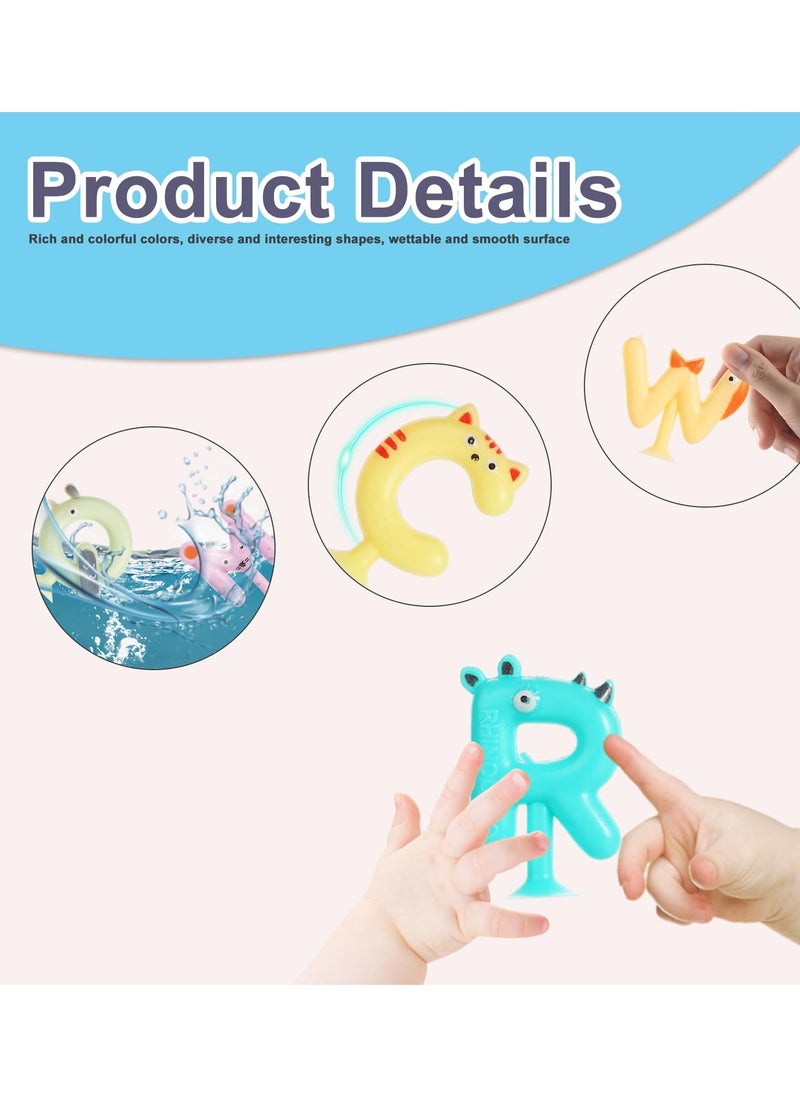 Suction Cup Letters Toys, Washable Alphabet Educational Toys Learning Spelling Games Educational Bath Toys Kids Interactive Toys Alphabet Learning Toys for Toddlers(Set of 26)