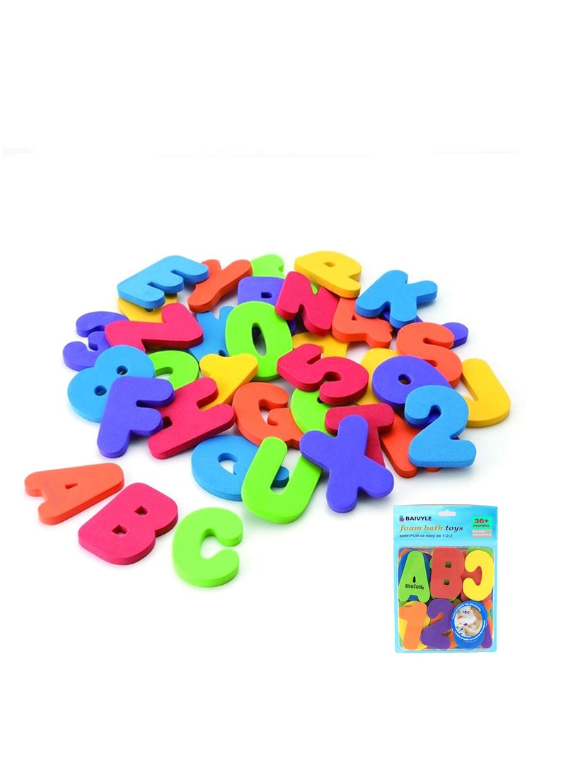 Bath Toys Organizer + 36 Soft Foam ABC 123 Letters & Numbers Bathroom Alphabet Baby Toys for Early Learning Foam Letters and Quick Dry Storage Net Bag