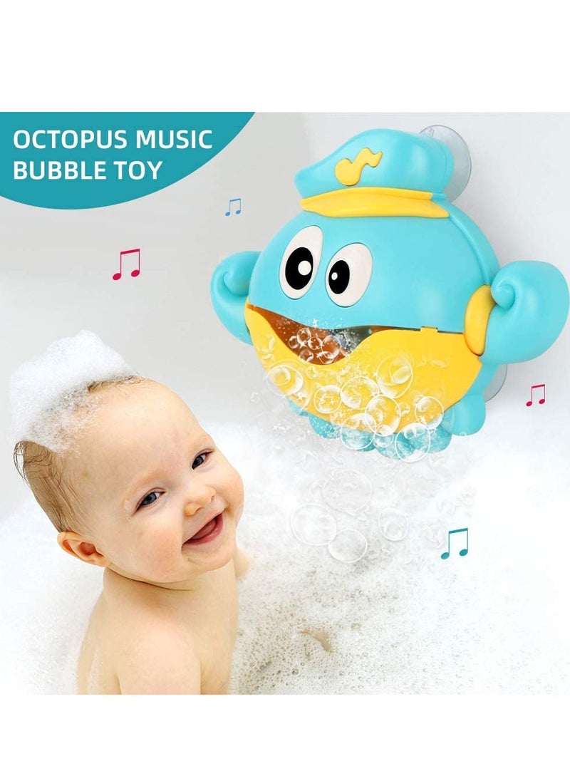 Baby Bath Toys Bubble Machine, 1000+ Bubbles Per Minute with Nursery Rhymes, Automatic Octopus Bubble Maker Bath Toys for the Bathtub for Toddlers Babies Boys Girls