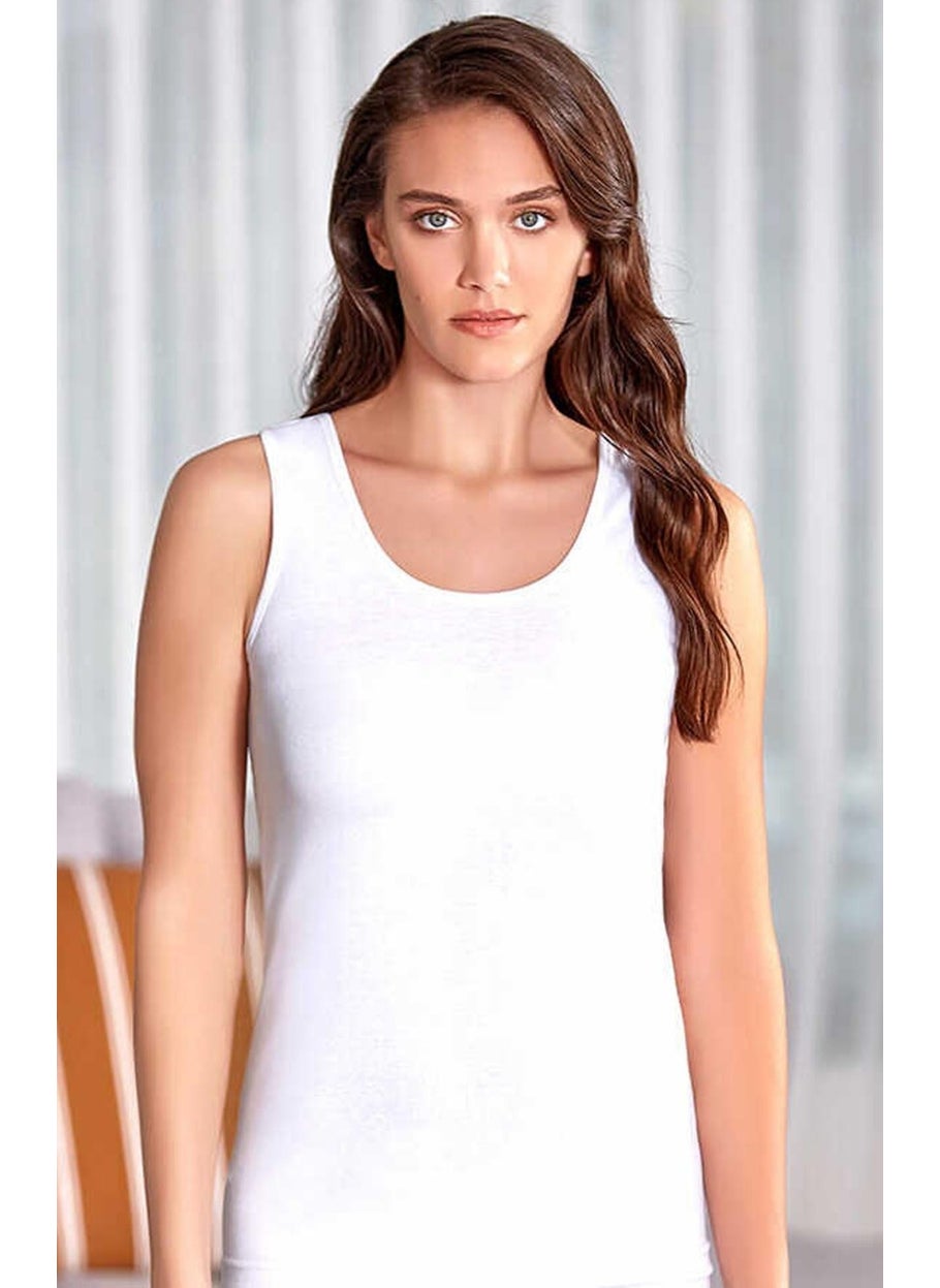 2037 Women's Ribbed Matte Ribbed Wide Strap 3-Piece Undershirt