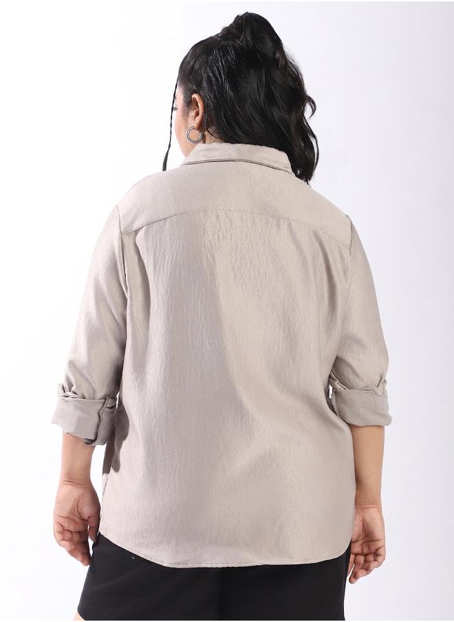 Women Comfort Boxy Textured Satin Casual Shirt
