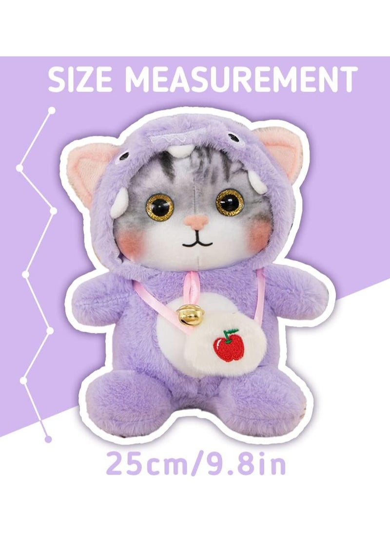 Plush Cat Toy in Penguin Outfit - Soft Cuddly Birthday Gift for Boys & Girls (Purple) - Perfect for All Ages