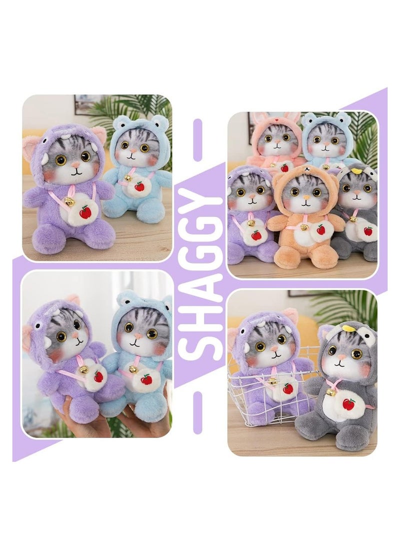 Plush Cat Toy in Penguin Outfit - Soft Cuddly Birthday Gift for Boys & Girls (Purple) - Perfect for All Ages