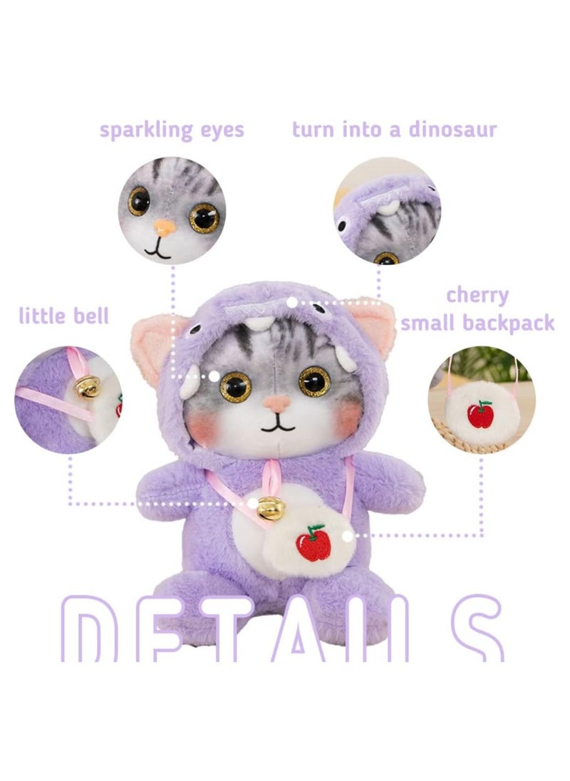 Plush Cat Toy in Penguin Outfit - Soft & Cuddly Birthday Gift for Boys & Girls (Purple)