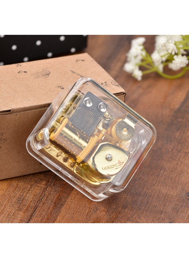 Transparent Gold Plated Wind-up Movement Acrylic Square Music Box Creative Gift Music Box Home Decoration-Dimensions:Repertoire: Spirited Away