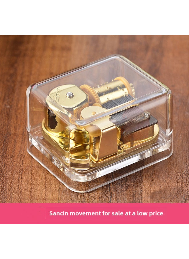 Transparent Gold Plated Wind-up Movement Acrylic Square Music Box Creative Gift Music Box Home Decoration-Dimensions:Repertoire: Spirited Away