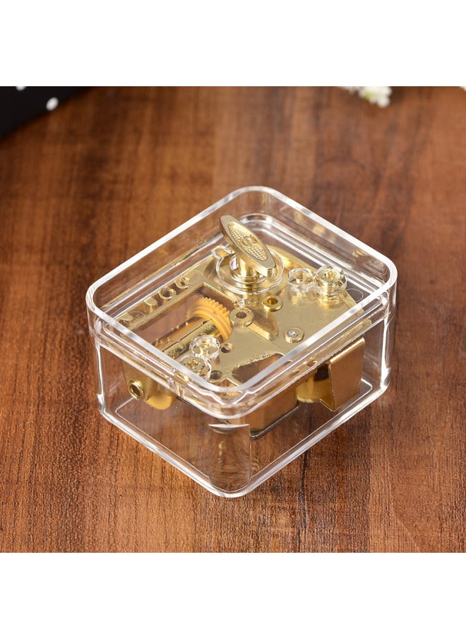 Transparent Gold Plated Wind-up Movement Acrylic Square Music Box Creative Gift Music Box Home Decoration-Dimensions:Repertoire: Spirited Away