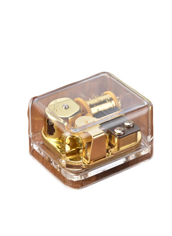 Transparent Gold Plated Wind-up Movement Acrylic Square Music Box Creative Gift Music Box Home Decoration-Dimensions:Repertoire: Spirited Away