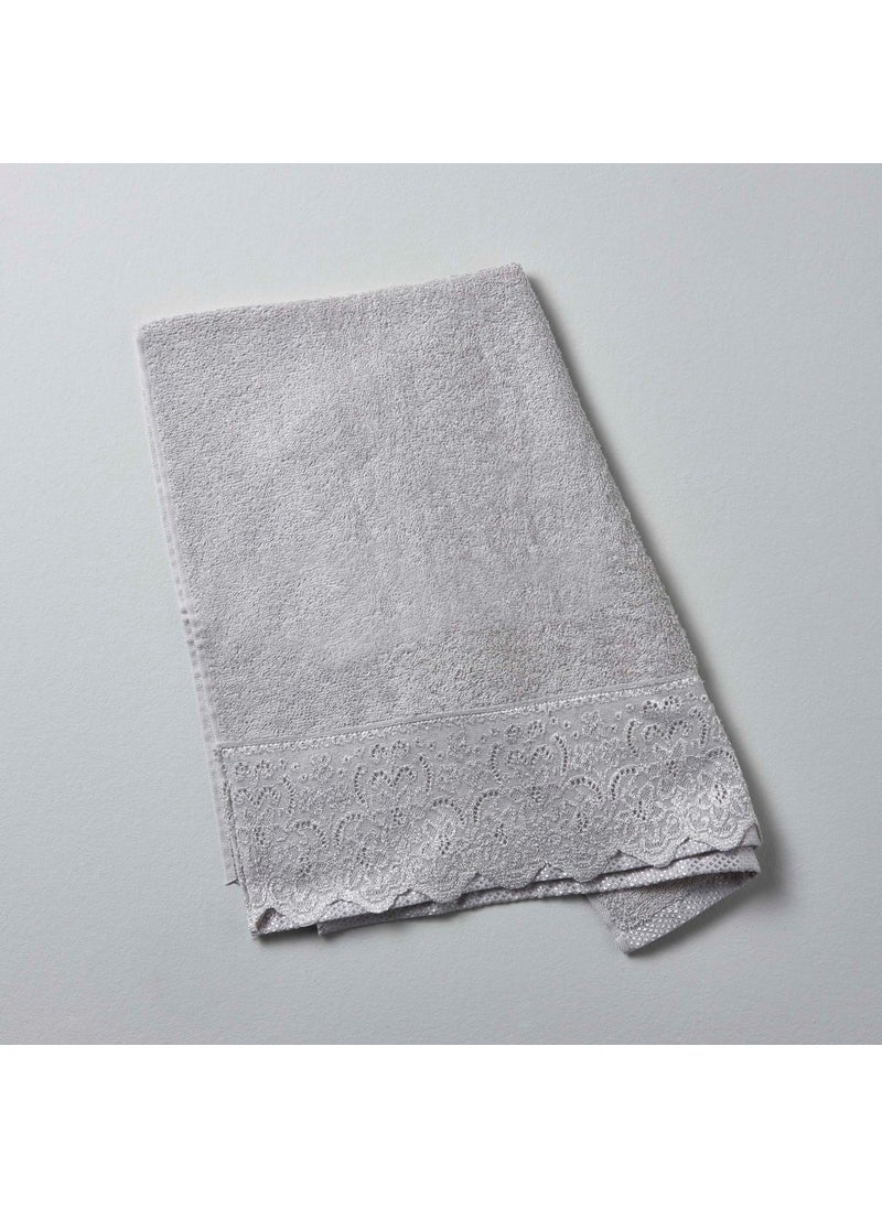 Lace Cotton 50X80 cm Face Towel Gray