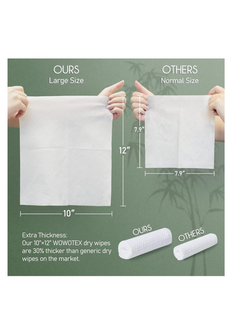 Disposable Face Towel Bamboo Biodegradable Large Dry Face Wipes 60 Count 1 Box Extra Thick Soft Clean Facial Towels for Sensitive Skin Makeup Removing Facial Cleansing Nursing Travel