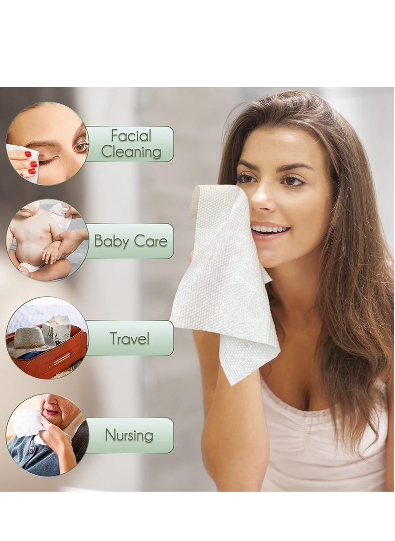 Disposable Face Towel Bamboo Biodegradable Large Dry Face Wipes 60 Count 1 Box Extra Thick Soft Clean Facial Towels for Sensitive Skin Makeup Removing Facial Cleansing Nursing Travel