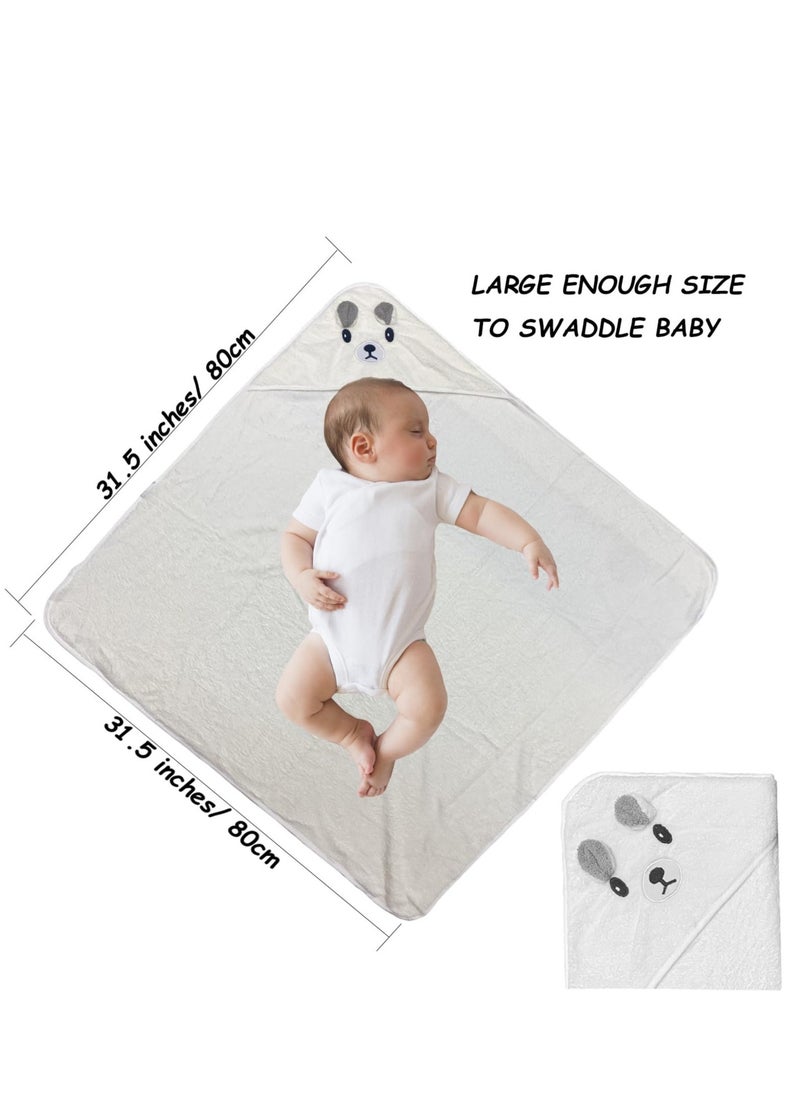 Hooded Baby Towels for Newborns - 2 Pack Soft Bath Towels for Infants and Toddlers, Adorable Gray and White Bear Designs, Perfect Baby Shower Gift and Bath Time Essential for Boys and Girls
