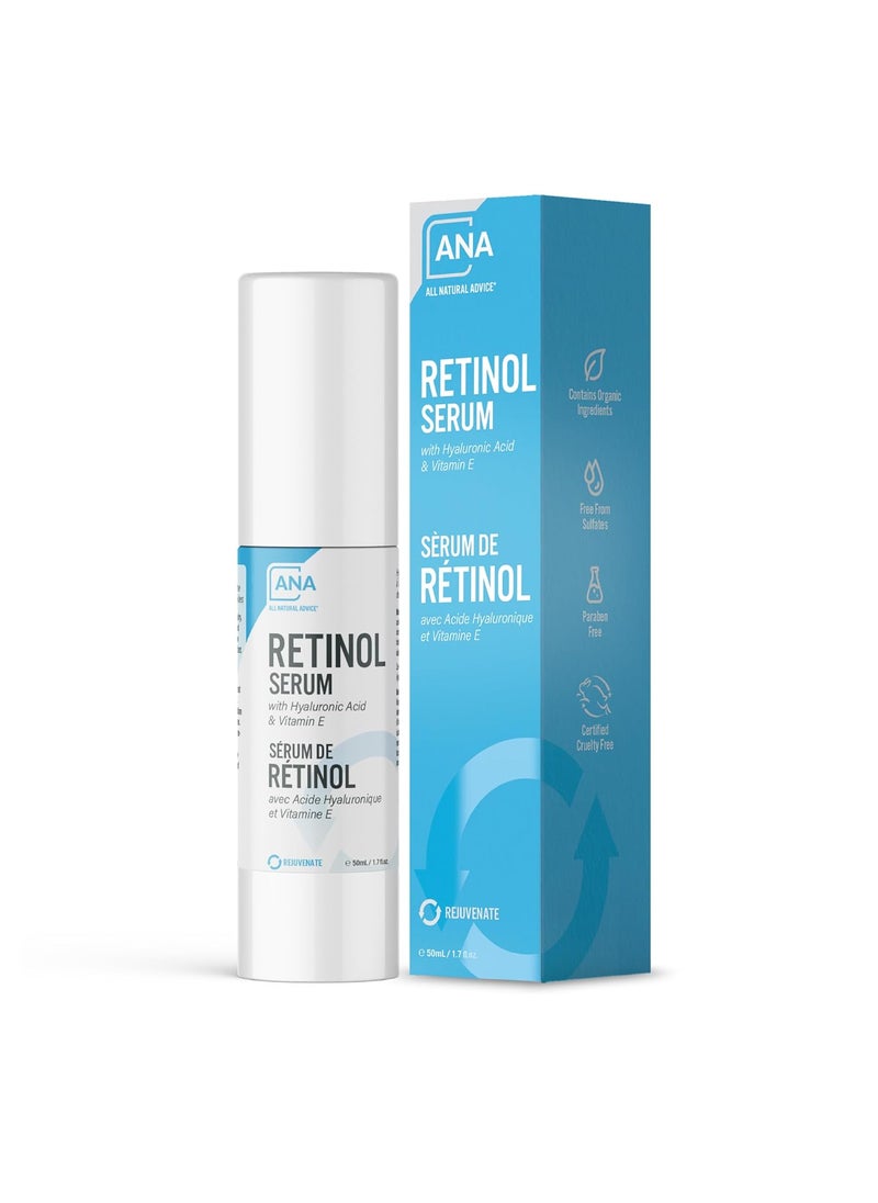 All Natural Advice Retinol Serum for Face 50mL | With Organic Botanicals, Hyaluronic Acid & Vitamin E | 1% Retinol Face Serum includes Airless Bottle & Precision Pump | Canadian Skin Care