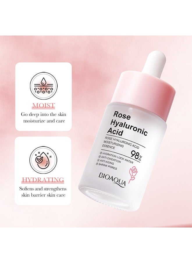 Rose Hyaluronic Acid，98% Moisturizing Essence Facial Serum Hydration Shrink Pores Anti-Oxidation Nourishes 30ml