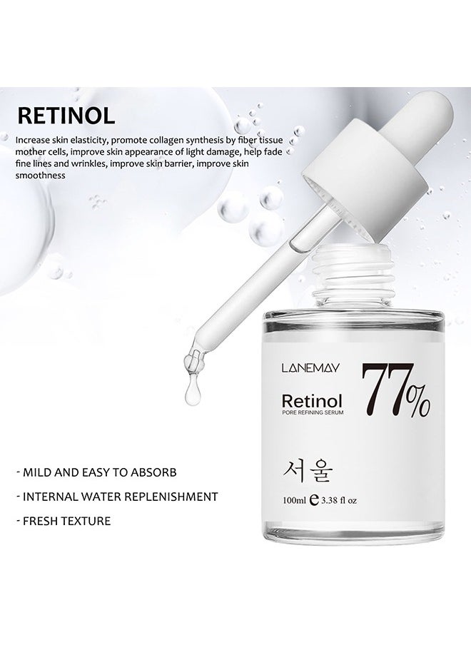 Retinol pore refining Serum, 77% Retinol Serum Refining Skin, Moisturizing Skin Lotion,Calming Skin, Refreshing, Purifying, Korean Skincare 100ml