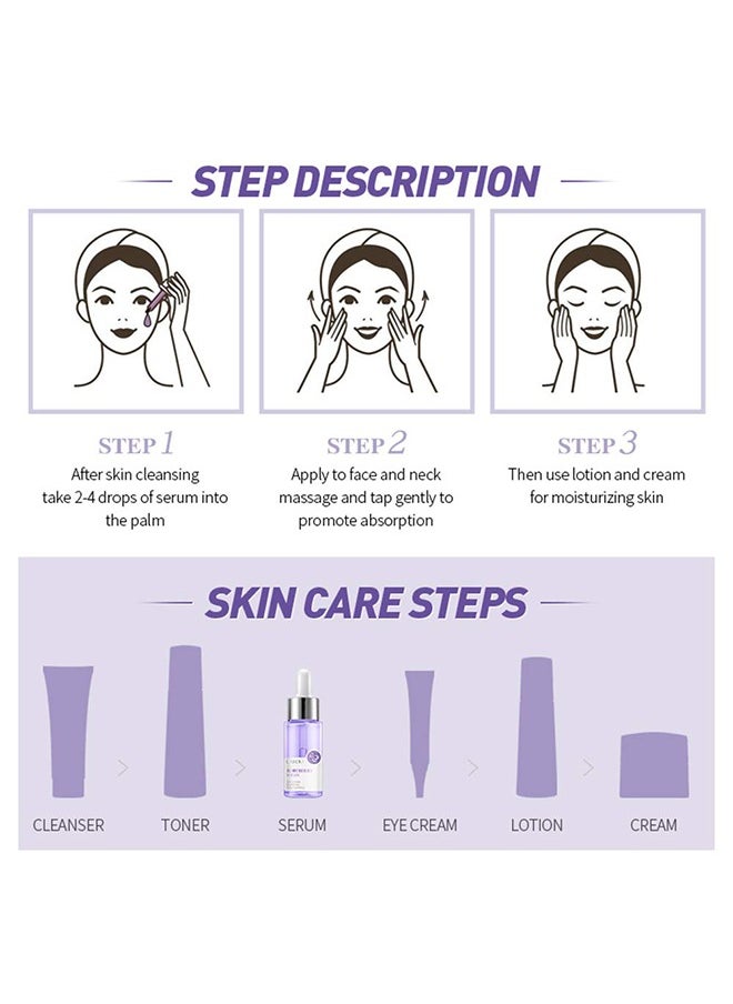 Blueberry Serum,Blueberry Face Serum Sodium Hyaluronic Acid Pure Skin Care Moisturizing Essence for Daily Care, Skin Repair, Brightening Serum for Dark Spots, Fine Lines