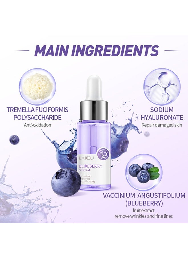 Blueberry Serum,Blueberry Face Serum Sodium Hyaluronic Acid Pure Skin Care Moisturizing Essence for Daily Care, Skin Repair, Brightening Serum for Dark Spots, Fine Lines