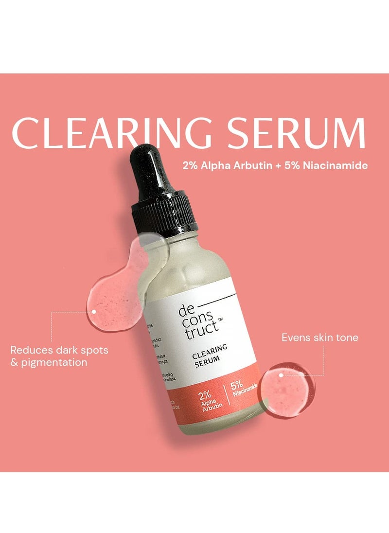 Deconstruct Skin Brightening Duo | 10% Vitamin C & 0.5% Ferulic Acid and 2% Alpha Arbutin & 5% Niacinamide | For All Skin Types | 30 ml each | Pack of 2