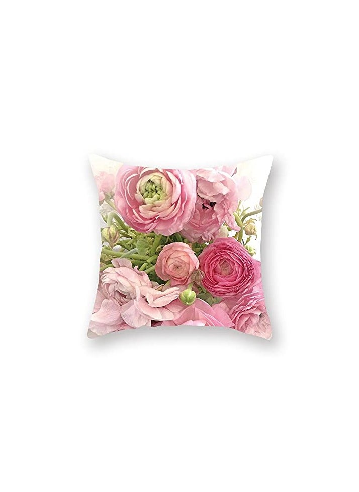 Floral Shabby Chic Throw Pillow Cover 18 x 18 Inch Decorative Cushion Case for Summer Home Decor