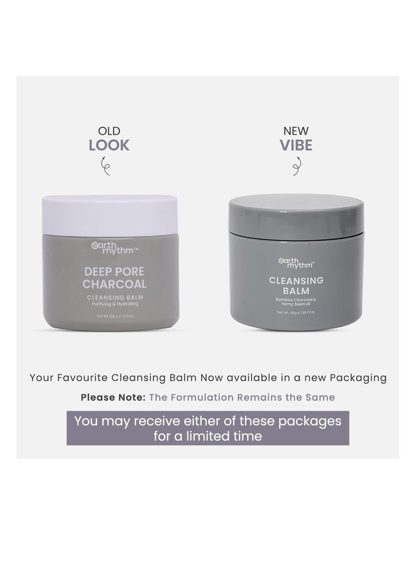 Earth Rhythm Deep Pore Charcoal Cleansing Balm  Cleanse Makeup  Removes Excess Oil and Dirt Detoxifies and Clear Pores   For All Skin Type   Men and  Women   40 GM