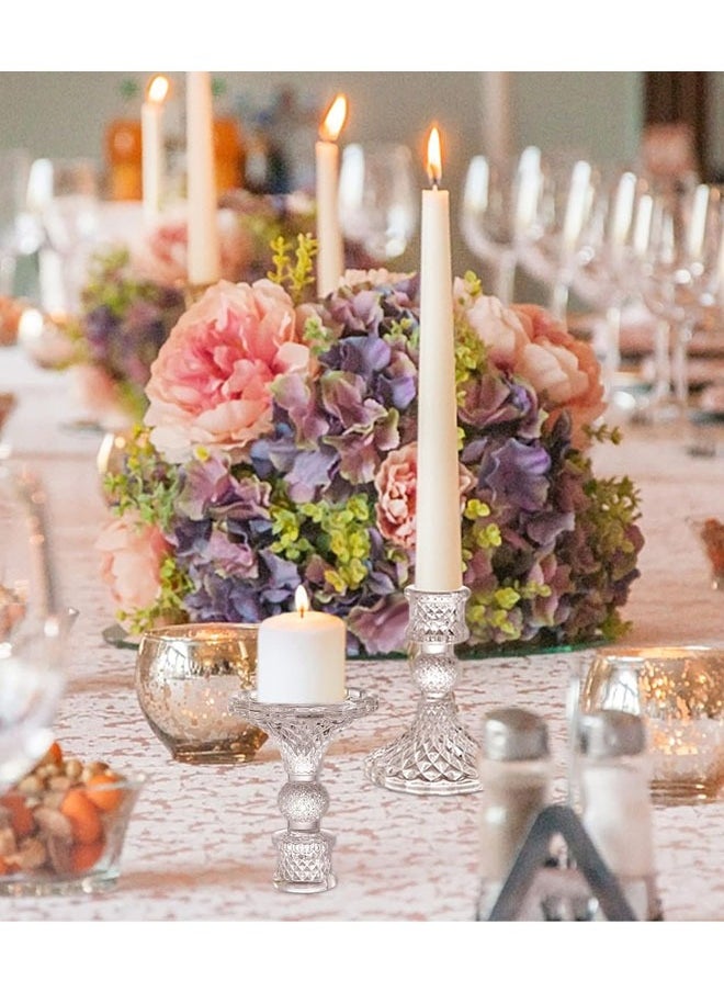 Glass Candlestick Holders Set 3Pcs Clear Glass Candlestick Holder Crystal Decorative Candle Stand Centerpiece Taper Candle Holders, Clear Glass Candle Holders for Wedding, Festival, Party  Festival
