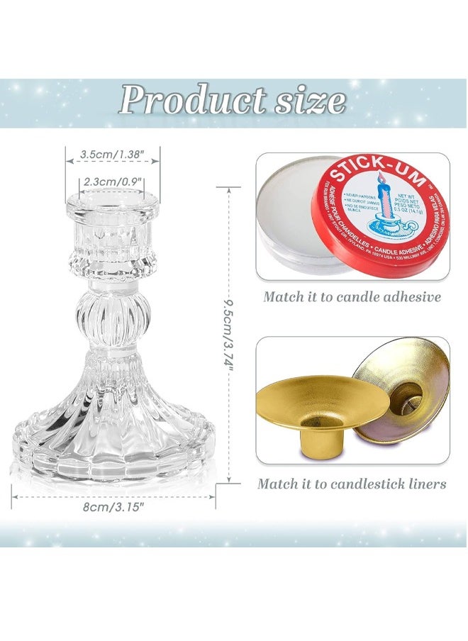Glass Candlestick Holders Set 3Pcs Clear Glass Candlestick Holder Crystal Decorative Candle Stand Centerpiece Taper Candle Holders, Clear Glass Candle Holders for Wedding, Festival, Party  Festival
