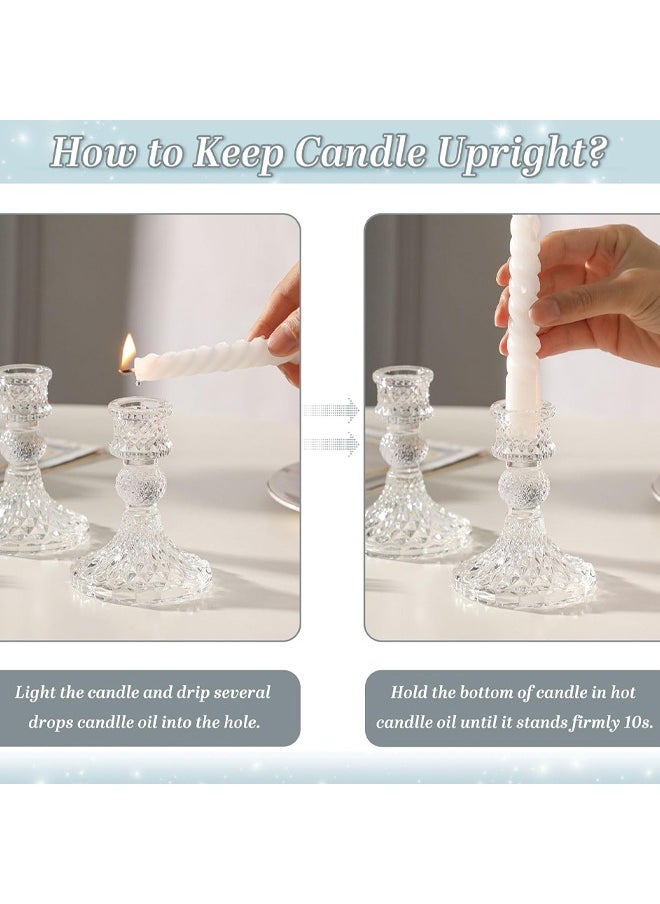 Glass Candlestick Holders Set 3Pcs Clear Glass Candlestick Holder Crystal Decorative Candle Stand Centerpiece Taper Candle Holders, Clear Glass Candle Holders for Wedding, Festival, Party  Festival