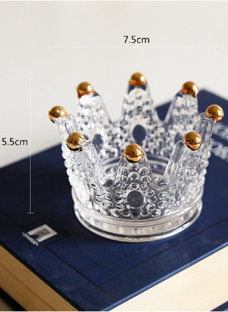 Votive Candle Holders Set Of 6 Crown Glass Tealight Candle Holder For Wedding Party And Home Decor