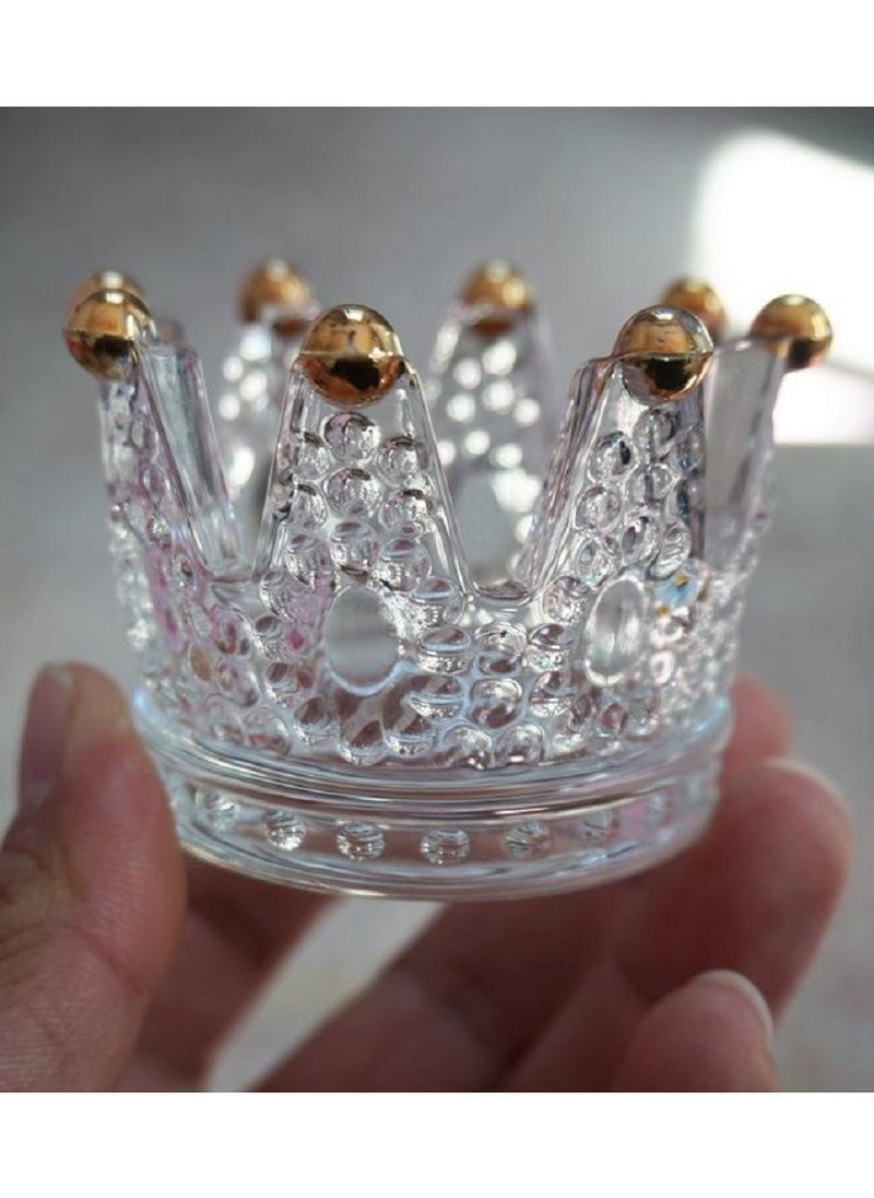 Votive Candle Holders Set Of 6 Crown Glass Tealight Candle Holder For Wedding Party And Home Decor