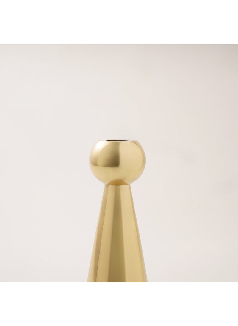 Metal candle holder 20*8cm in shiny gold