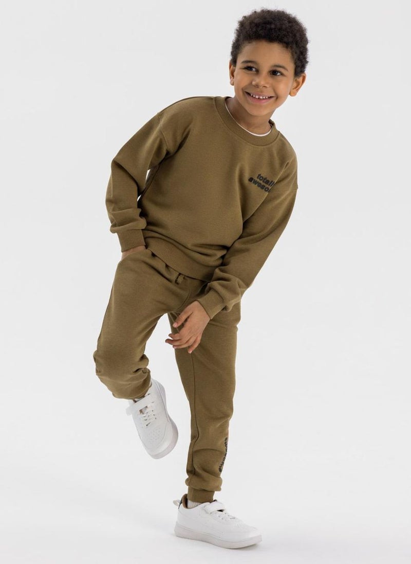 Kids Boys Tracksuit Set with Printed Sweatshirt and Joggers