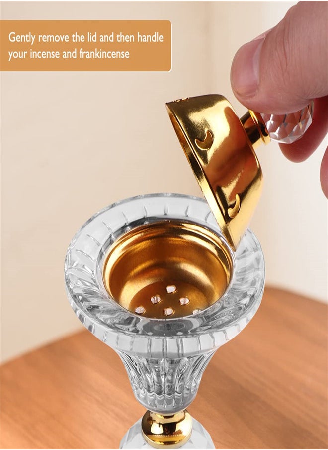Crystal Incense Burner, Bakhoor Burner Diffuser Resin Burner, Classical Home Deco Aromatherapy Ornament for Yoga Meditation Spa, Cup-Shape