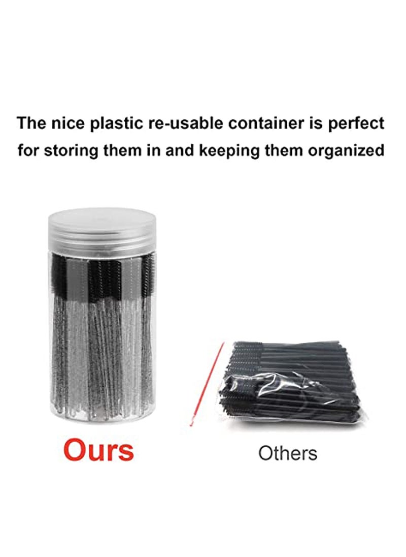 100 PCS Disposable Eyelash Brush, Mascara Wands Makeup Brushes Applicators Kits for Eyelash Extensions and Eyebrow Brush with Container