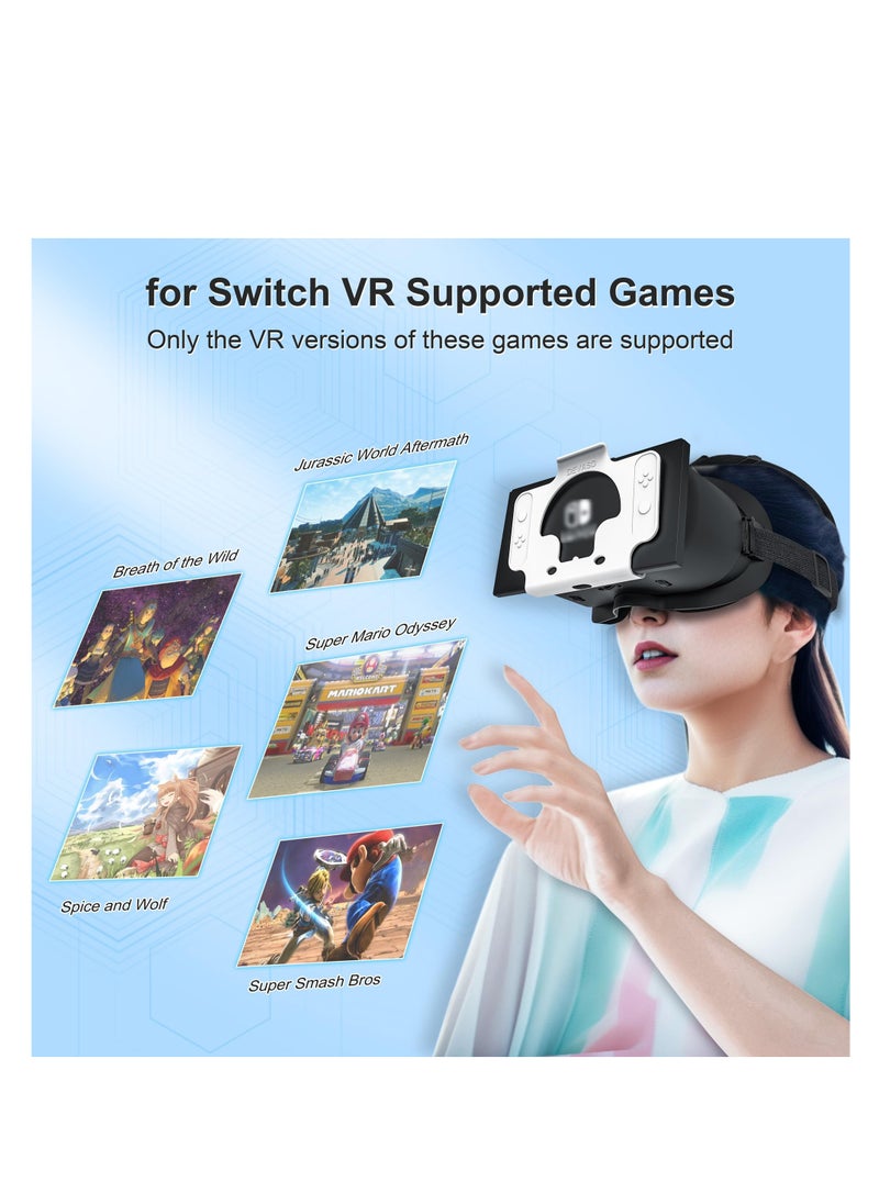 Upgraded VR Headset Fit for Switch OLED Model, Switch Virtual Reality Glasses with Adjustable HD Lenses and Comfortable Head Strap, Labo VR Kit 3D Goggles Fit for Switch Accessories