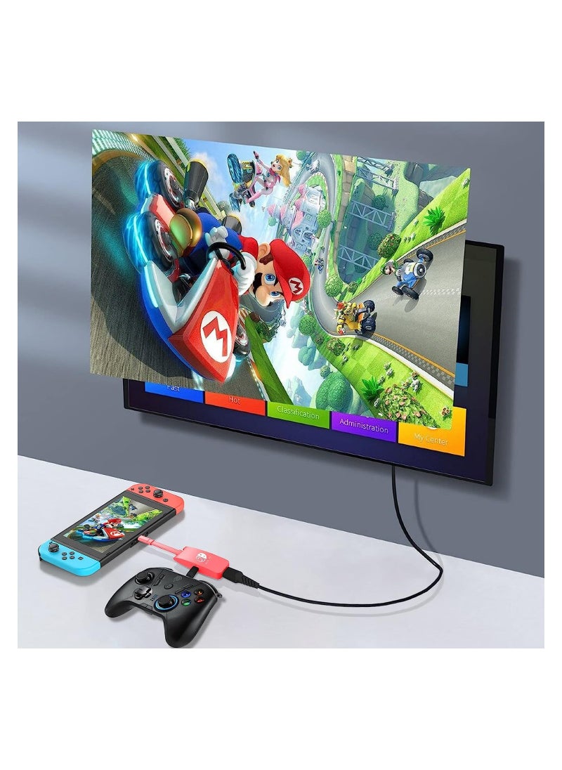 Switch HDMI Dock Adapter for Nintendo, Mini Portable USB-C to 4K HDMI TV Dock Charging Docking Station Base Adapter Hub, Compatible Suitable Switch OLED/MacBook/Laptop/iPad (Red)