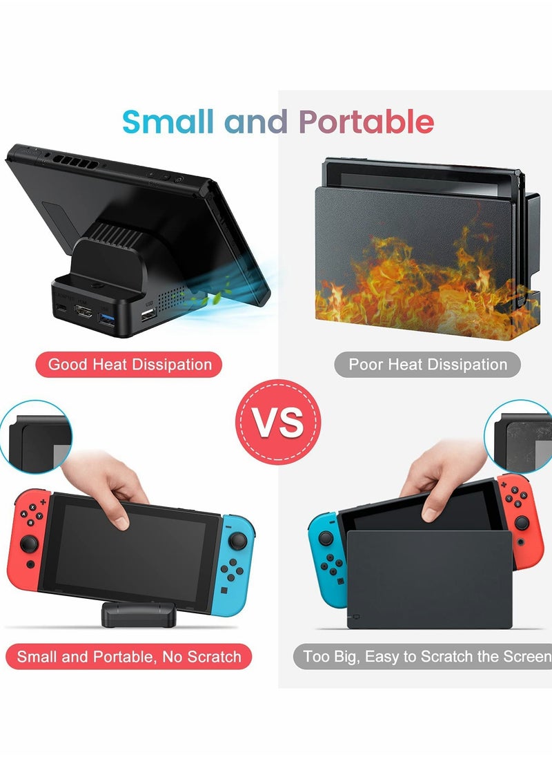 Portable TV Docking Station for Switch - Features PD Protocol, Cooling Fan, and USB 3.0 Port for Enhanced Performance and Convenience.
