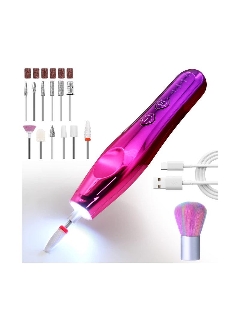 Electric Cordless Nail Drill Nail File Electric Acrylic Nail Kit Manicure Pedicure Set Rechargeable Nail Care Grinder Tool for Women and Girls,Efile Set with Nail Drill Bits Sanding Bands Dust Brush