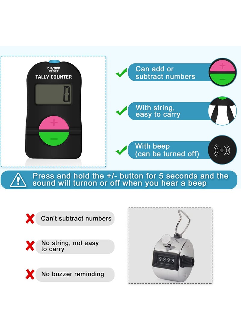 4 PCS Electronic Digital Hand Counter, Mini LCD Manual Clicker Counter, Golf Sport Counter, Electronic Adding, Subtracting Manual Clicker, Digital Hand Tally Counter(Black)