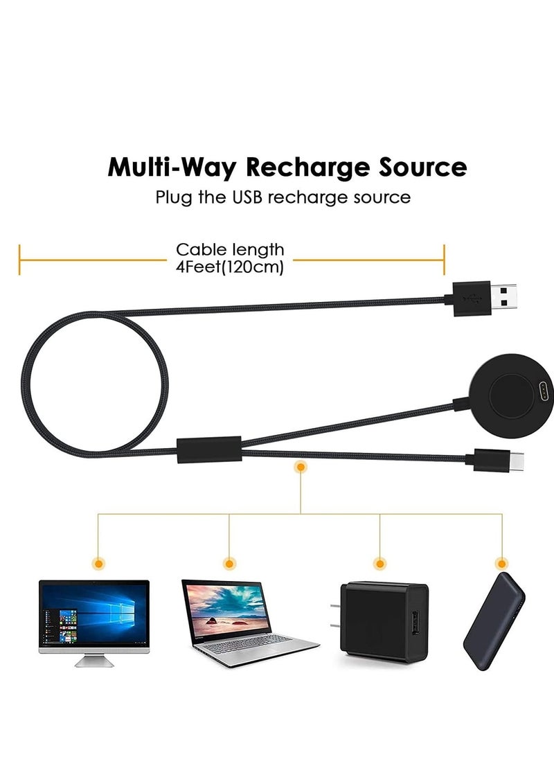 Charging Dock 2 in 1 Compatible for Garmin Vivoactive 3 4 4S Fenix 7 7S 7X 6 6S 6X Venu Plus Sq Forerunner 55 45 Instinct Type C Charger Cord Smartphone 120cm