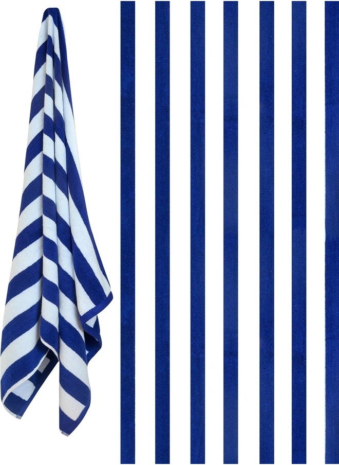 Oversized Beach Towels (2 Pack, 90x180 cm) - Extra Large 100% Cotton Summer Pool Cabana Stripe Highly Absorbent & Soft Towel (Beach Towel - 2PC, Blue)