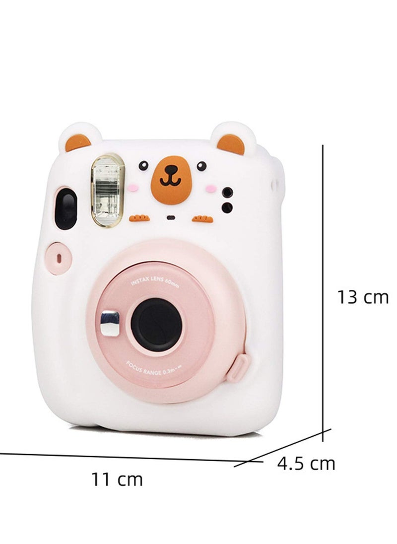 Camera Case for Fujifilm Instax Mini 11, Polaroid Camera Silicone Cute Case for Boys Girls Men Women Scenery Photos Pictures (Bear)