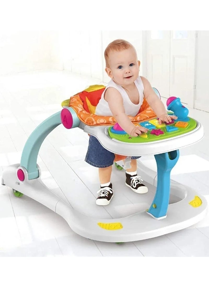 4-in-1 Baby Walker & Stroller – Sit-to-Stand Learning Car, Feeding Table, Game Car, and Dining Chair – Adjustable & Multifunctional for Toddlers (Multicolor)